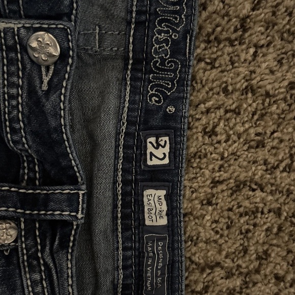 Miss Me Dark Blue Boot Cut Jeans with Embroidered Pockets - Picture 9 of 11